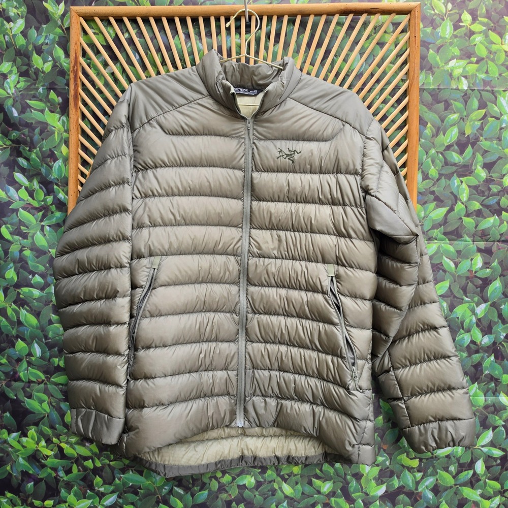Arcteryx Cerium Down Puffer Jacket Mens Large Olive Green Full Zip Lightweight